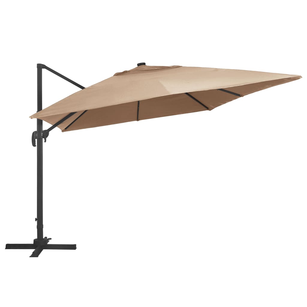 Vidaxx parasol flottant avec LED et mât en aluminium 400x300 cm taupe