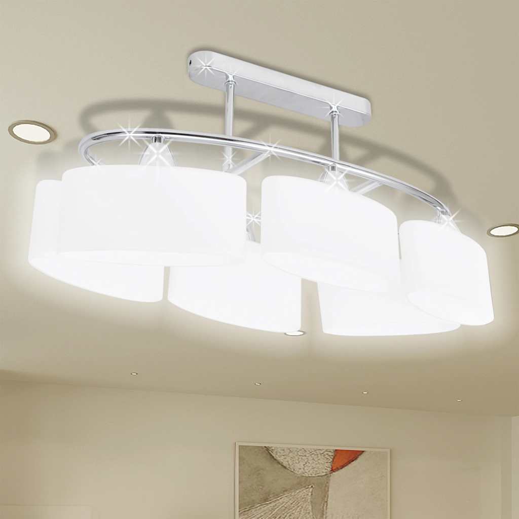 Vidaxl Plafond Lampe avec hottes en verre en forme d'ellipse 2 St E14