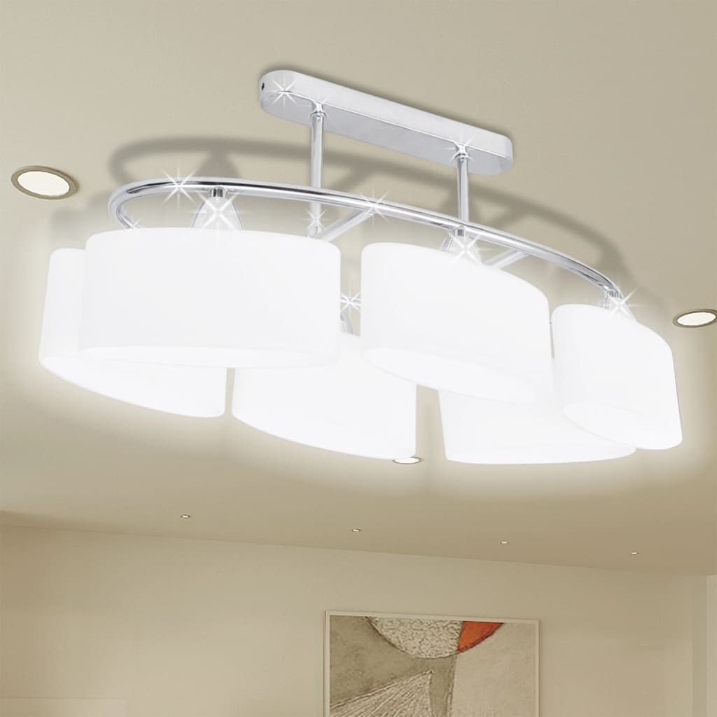 Vidaxl Plafond Lampe avec des hottes en verre en forme d'Ellips 4 St E14
