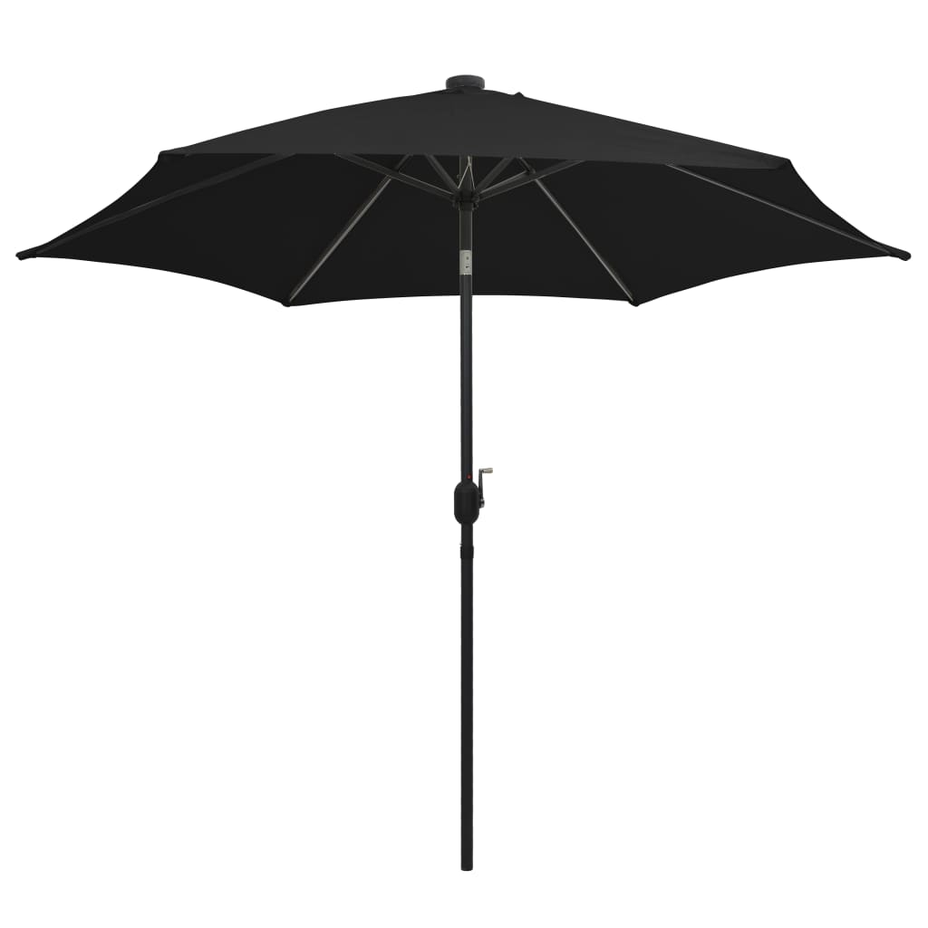 Parasol vidaxl avec éclairage LED et poteau en aluminium 300 cm noir