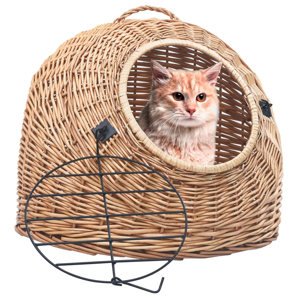 Vidaxl Cat Carrier 60x45x45 cm Bois de saule naturel