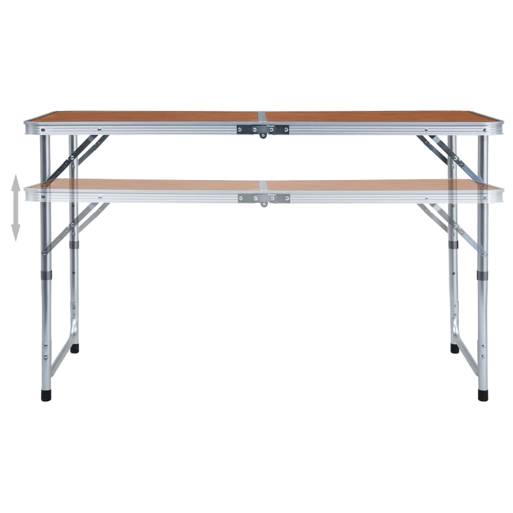Table de camping vidaxl pliable 120x60 cm en aluminium