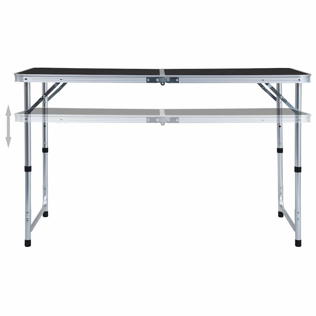 Table de camping Vidaxl pliable 120x60 cm Gray en aluminium