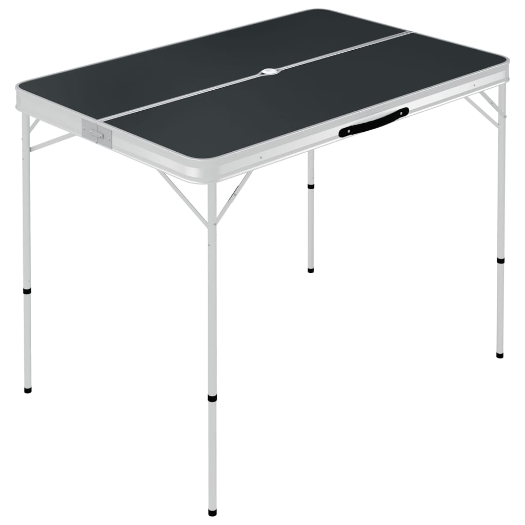 Table de camping vidaxl pliable avec 2 bancs gris en aluminium
