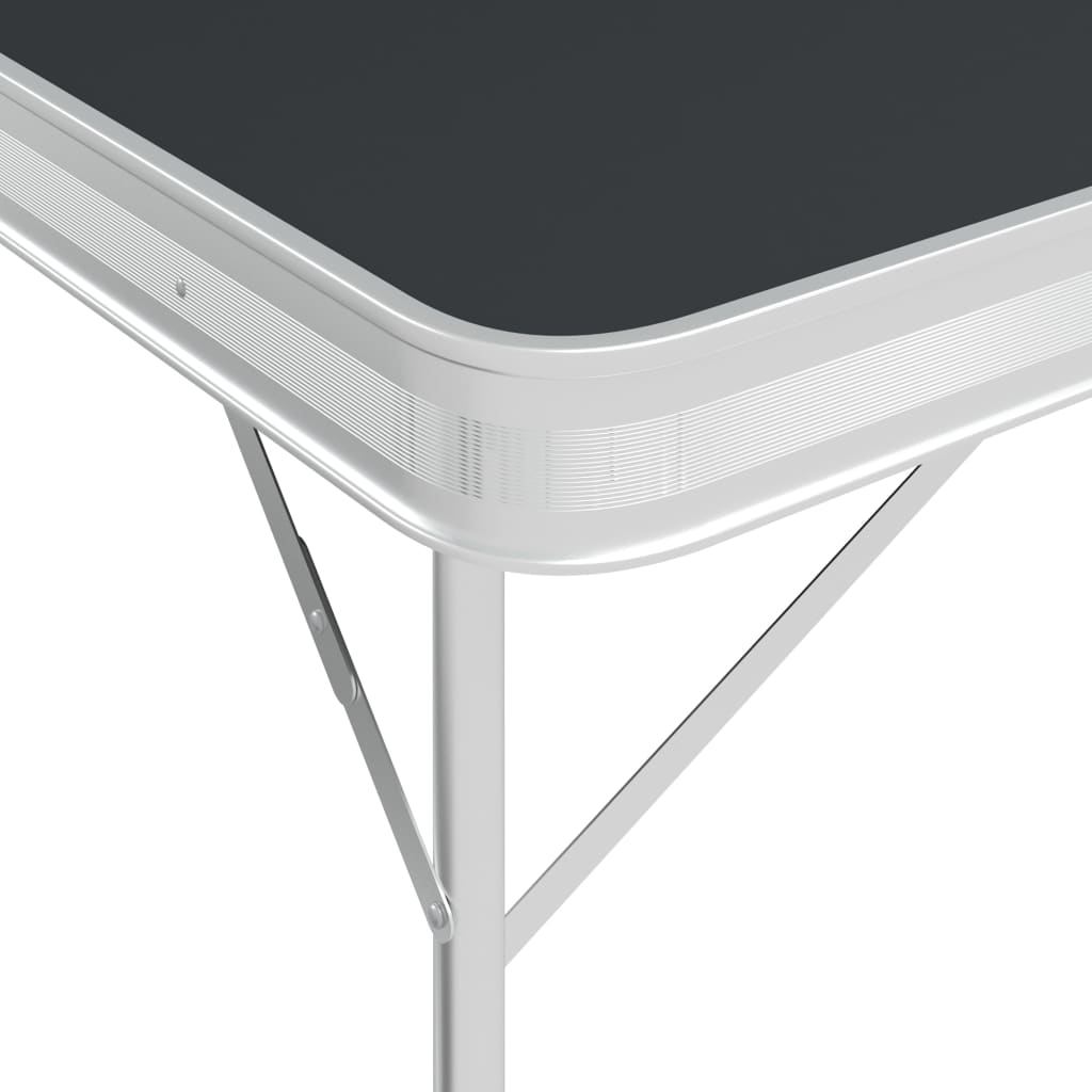 Table de camping vidaxl pliable avec 2 bancs gris en aluminium