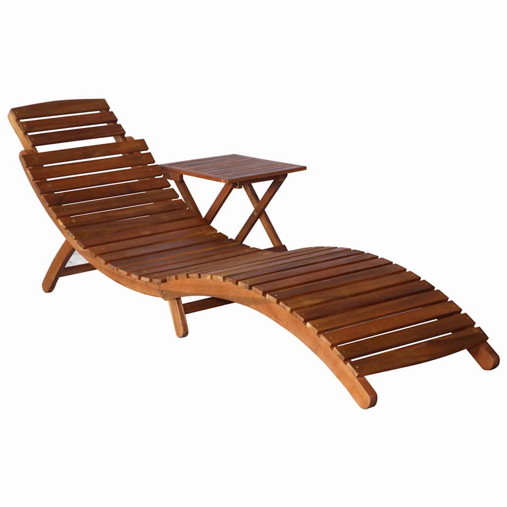 Vidaxl ligbed met tafel massief acaciahout bruin