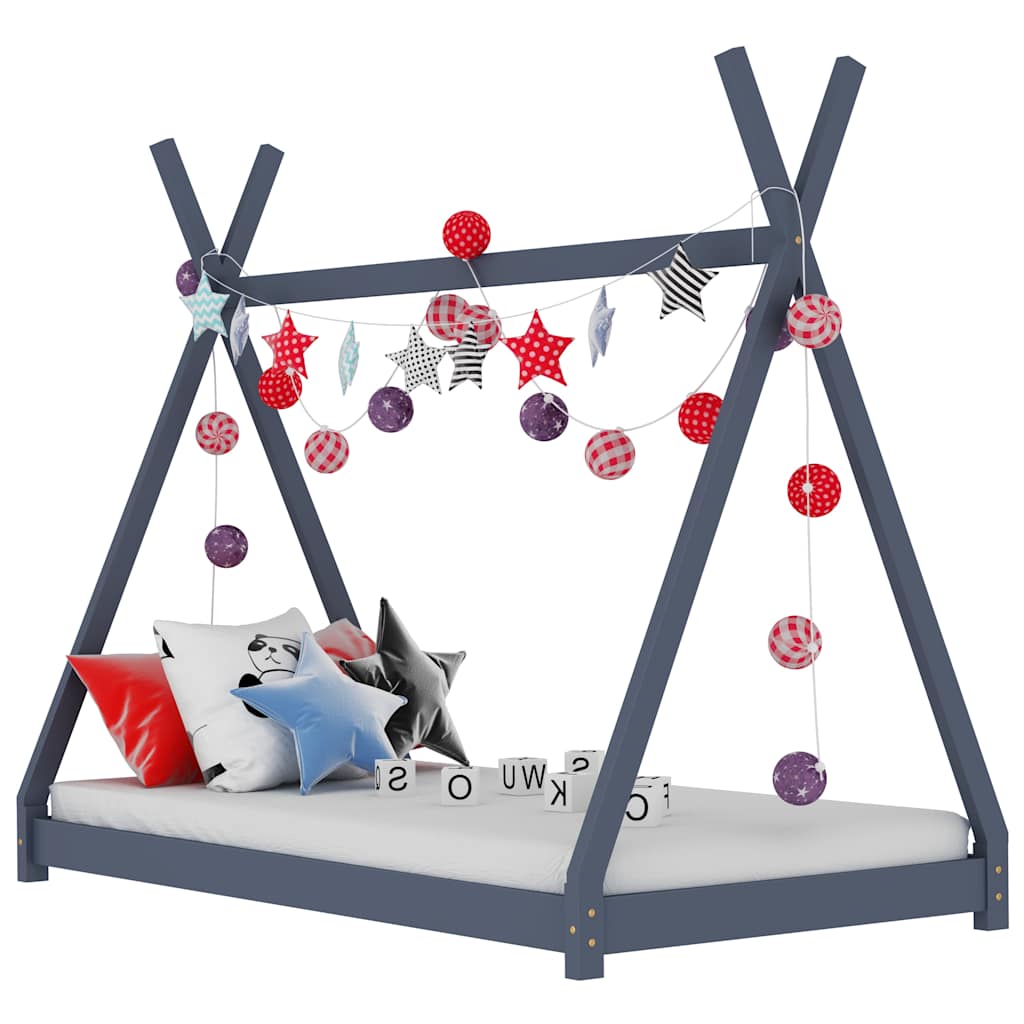 Vidaxl kinderbedframe massief grenenhout grijs 90x200 cm