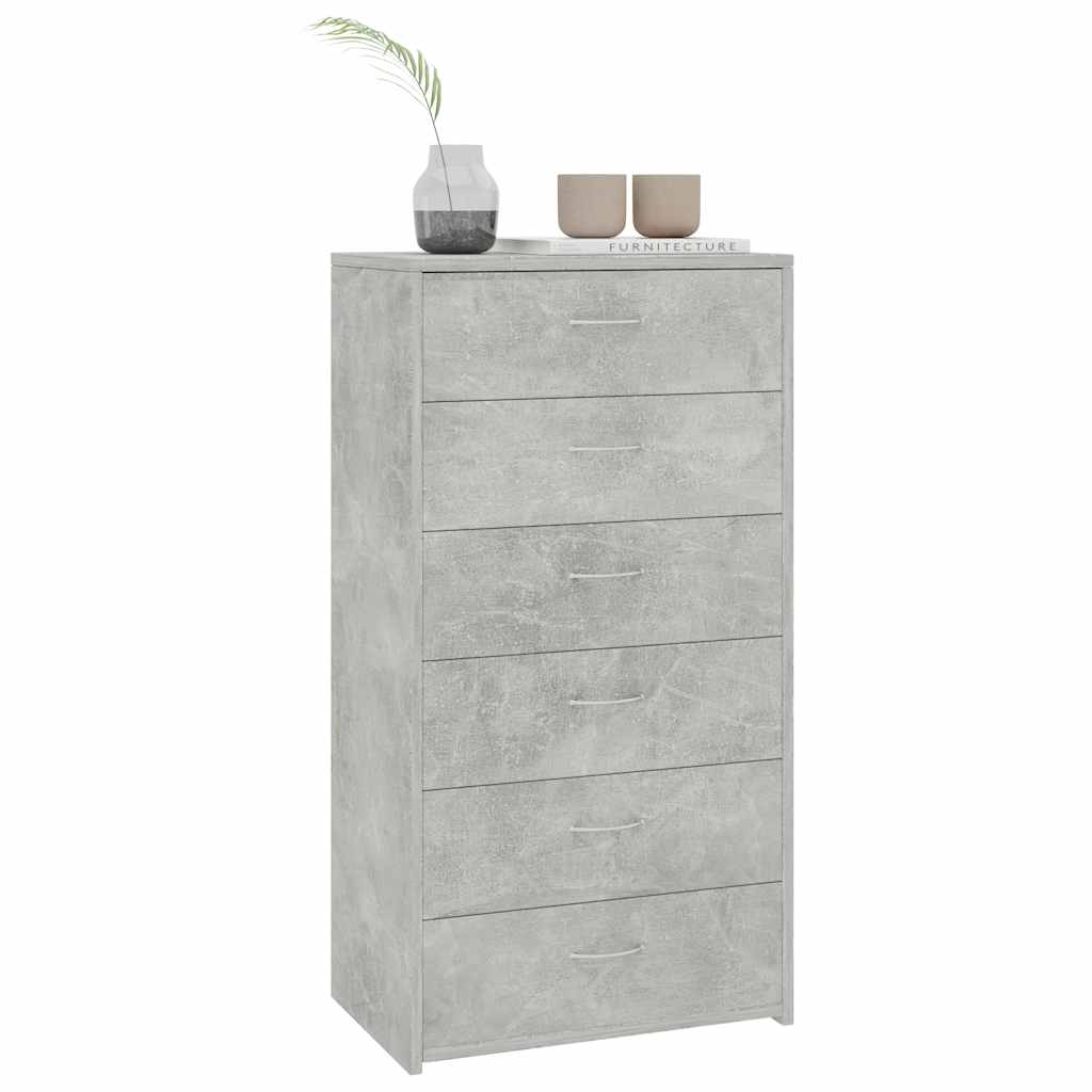 Vidaxl dressoir met 6 lades 50x34x96 cm bewerkt hout betongrijs