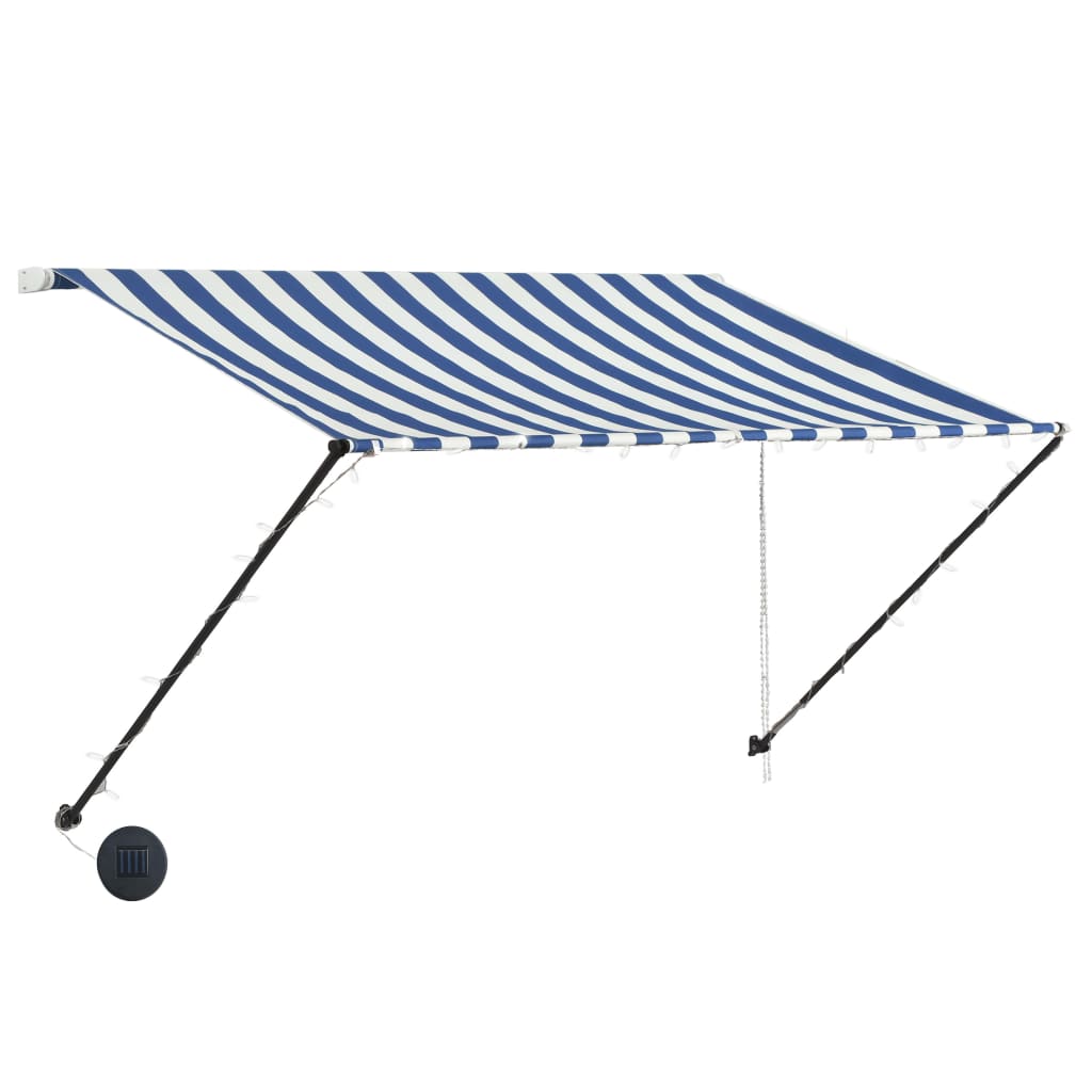 VidaXL Auvent extensible avec LED 250x150 cm bleu et blanc