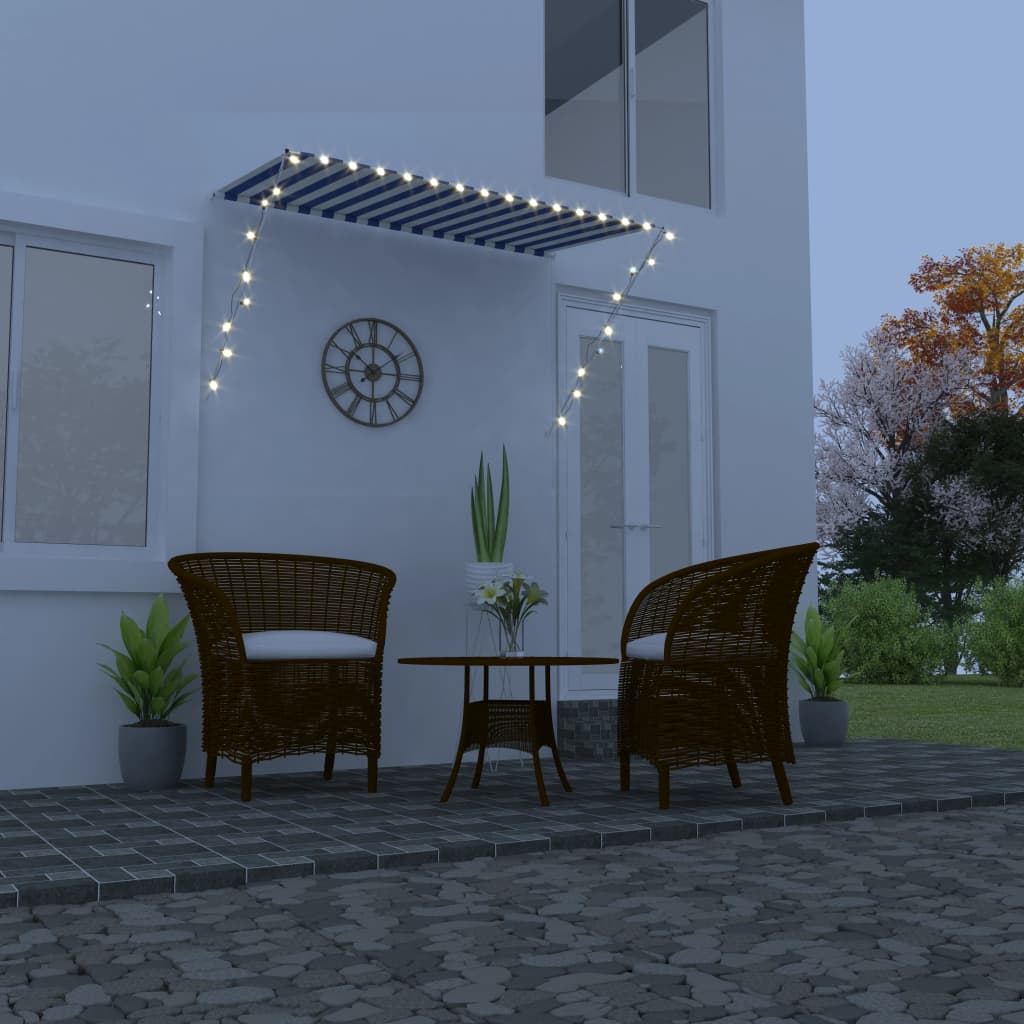 VidaXL Auvent extensible avec LED 250x150 cm bleu et blanc