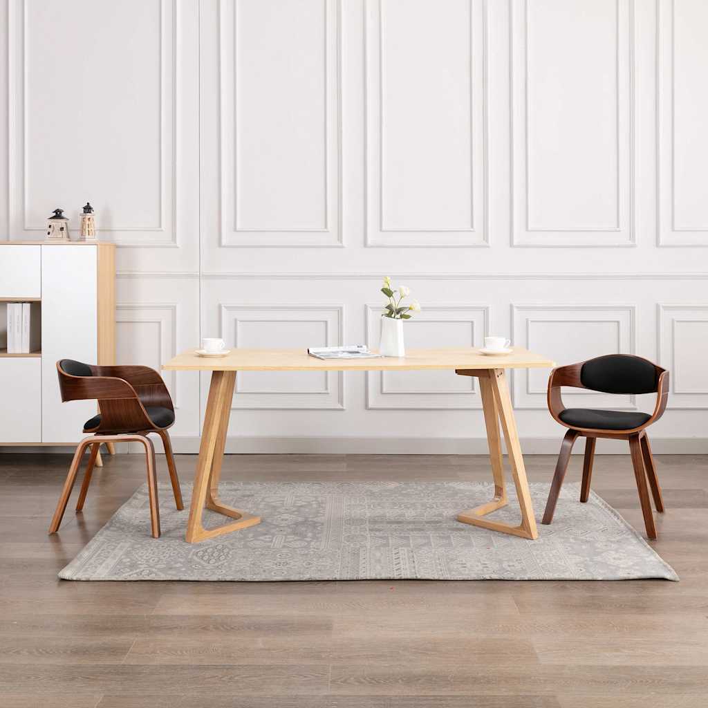 Vidaxl eetkamerstoelen 2 st gebogen hout en kunstleer