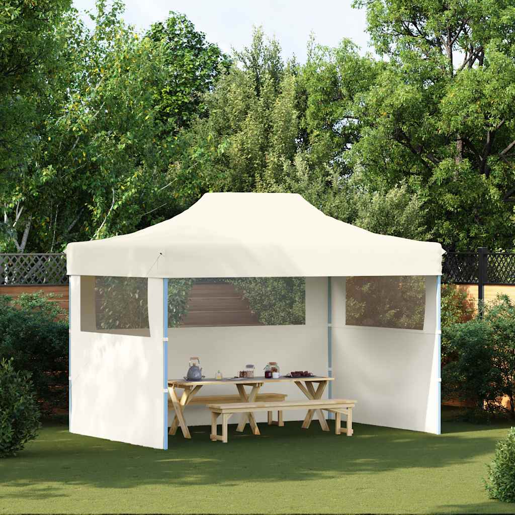 Tente de fête Vidaxl avec 3 murs latéraux pliables de 3x4 m crème en acier