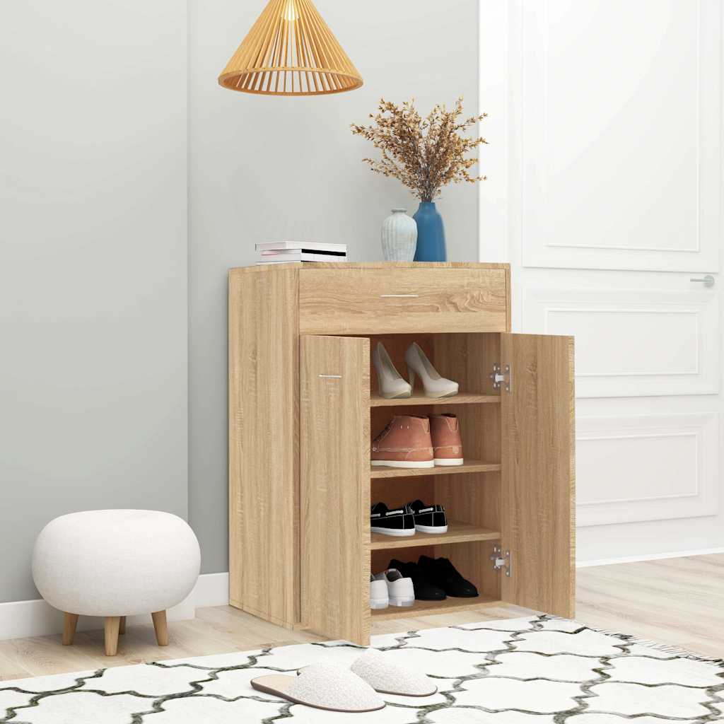 Armoire à chaussures Vidaxl 60x35x84 cm en bois de bois de chêne sonoma coloré