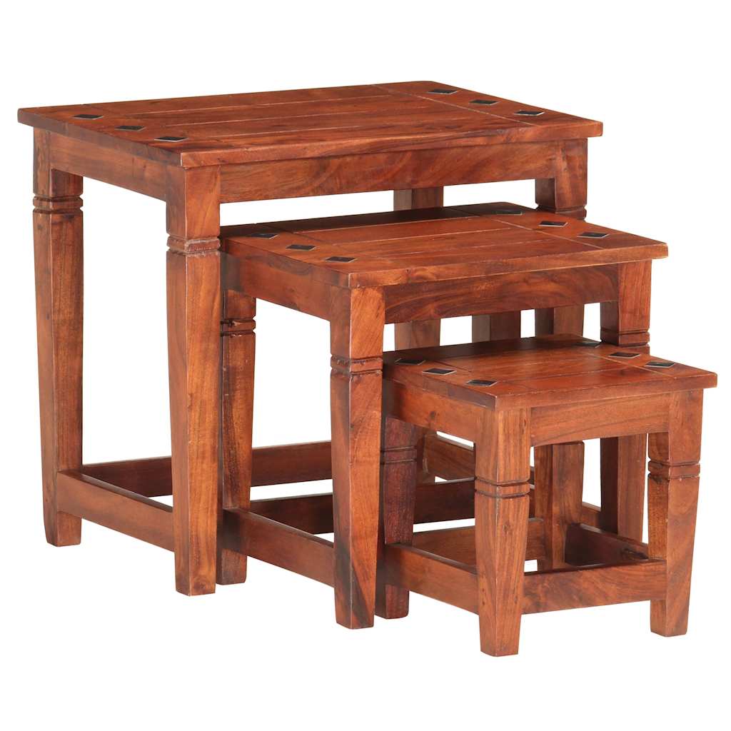 Vidaxl 3-delige tafeltjesset massief acaciahout