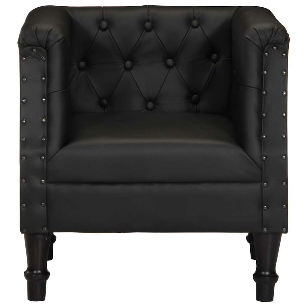 Vidaxl fauteuil echt leer zwart