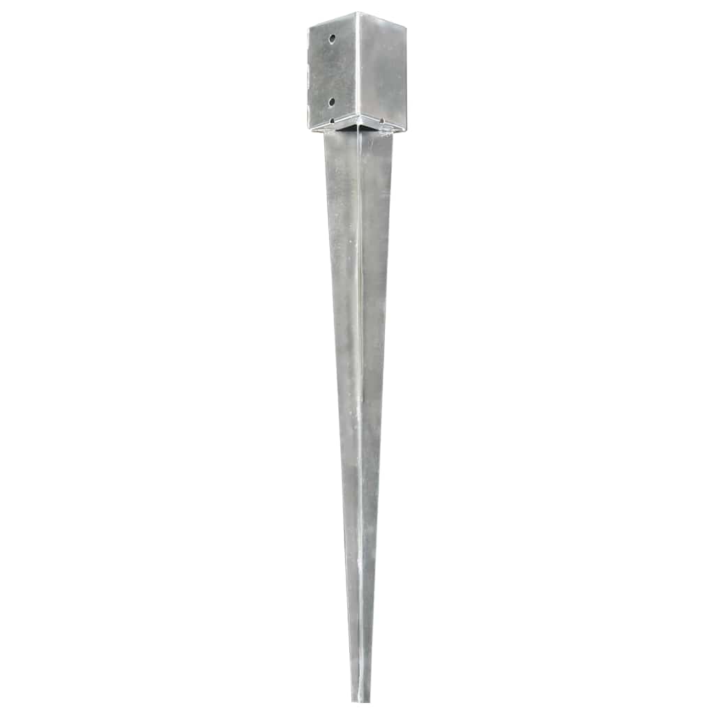 Pinses de sol vidaxl 6 pcs 9x9x90 cm en acier galvanisé en argent de couleur