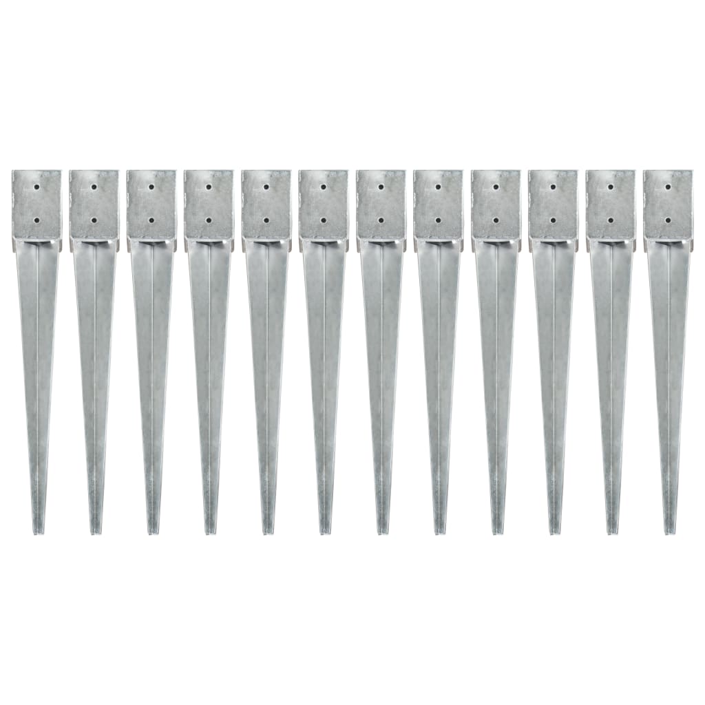 Vidaxx piquets de sol 12 pcs 10x10x76 cm acier galvanisé couleur argent