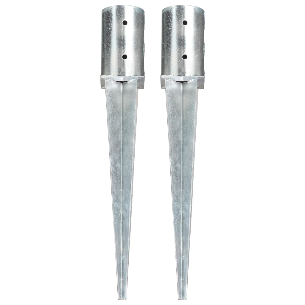 Vidaxx piquets de sol 2 pcs 8x61 cm acier galvanisé couleur argent