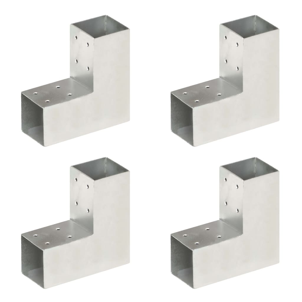 Vidaxl connexions de poteaux 4 pcs en forme de L 71x71 mm métal galvanisé