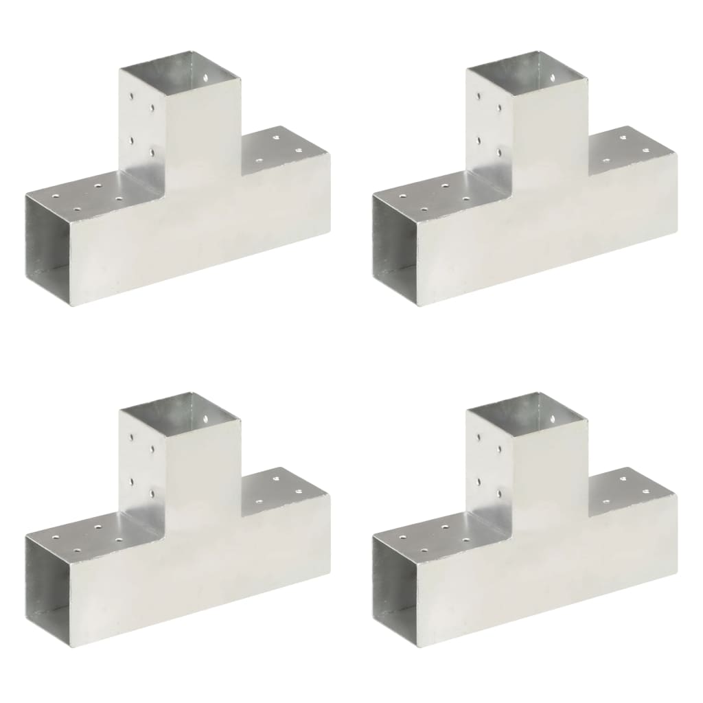Vidaxl connexions de poteaux 4 pcs en forme de T 81x81 mm métal galvanisé