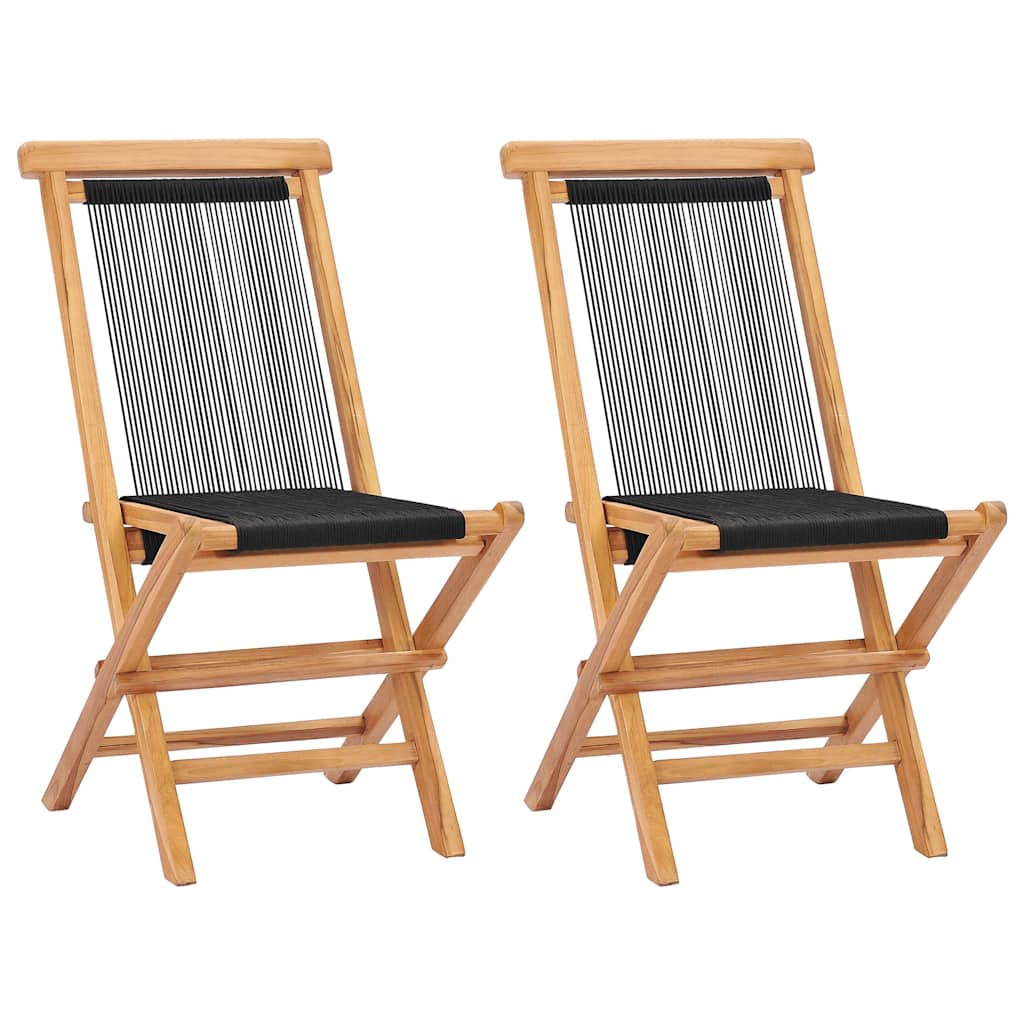 Vidaxl tuinstoelen inklapbaar 2 st massief teakhout en touw