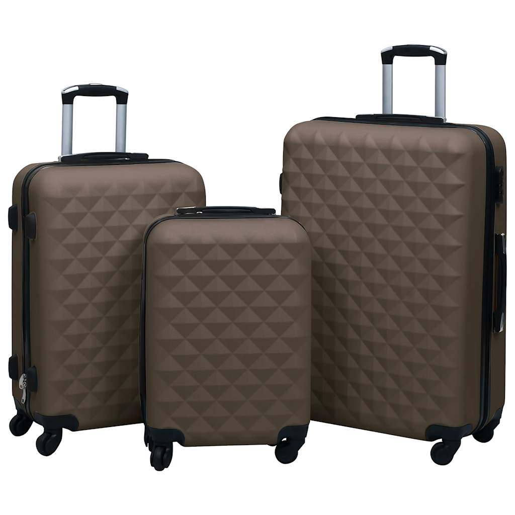 Vidaxl en 3 parties à bagages durs Abs Brown