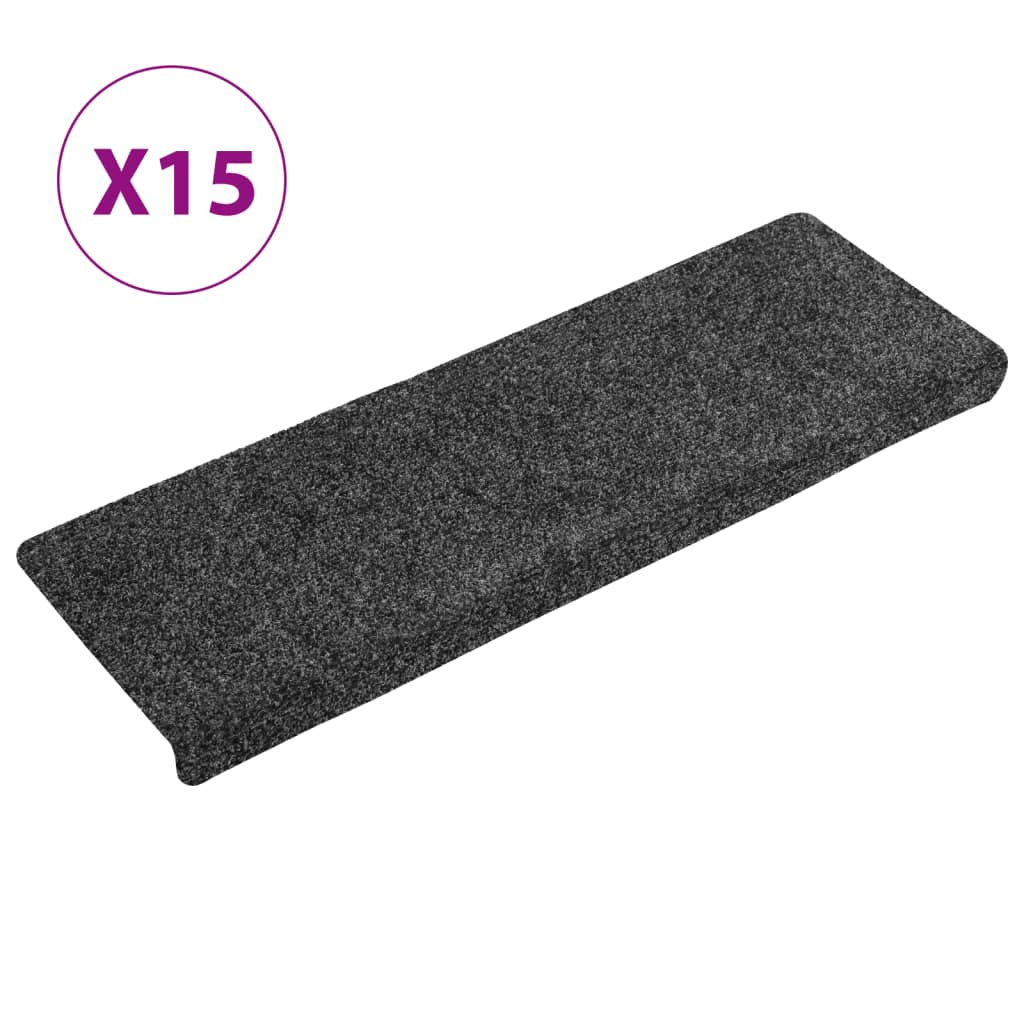 Vidaxl Mat à escalier auto-adhésif 15 pièces 65x21x4 cm bord rectangulaire gris