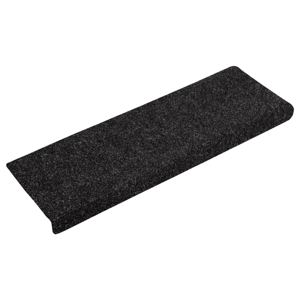 Vidaxl Mat à escalier auto-adhésif 15 pièces 65x21x4 cm bord rectangulaire noir