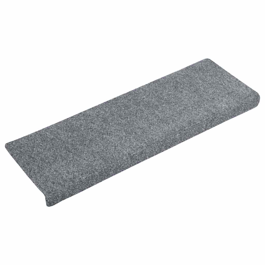 Mattes d'escalier vidaxl auto-adhésifs 15 pièces 65x21x4 cm gris clair avec bordure rectangulaire