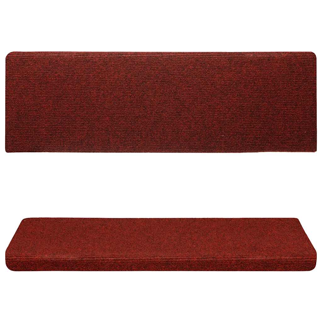 Vidaxl Mat à escalier auto-adhésif 15 pièces 65x21x4 cm Bordeaux rouge rectangulaire