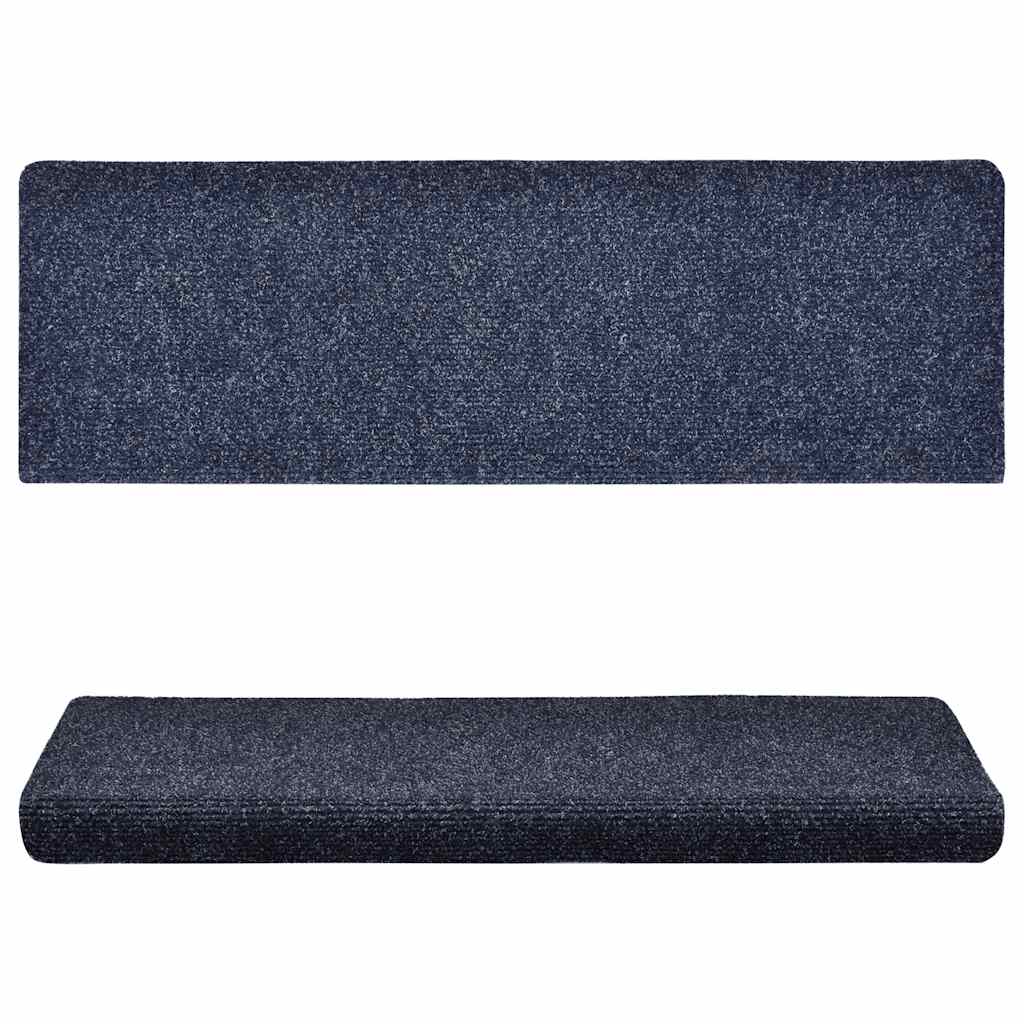 Vidaxl Mat à escalier auto-adhésif 15 pièces 65x21x4 cm bord rectangulaire bleu