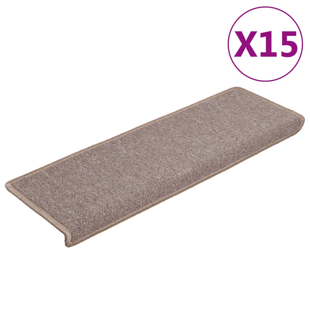 Mattes d'escalier Vidaxl 15 ST 65x21x4 cm Brun clair avec bordure rectangulaire