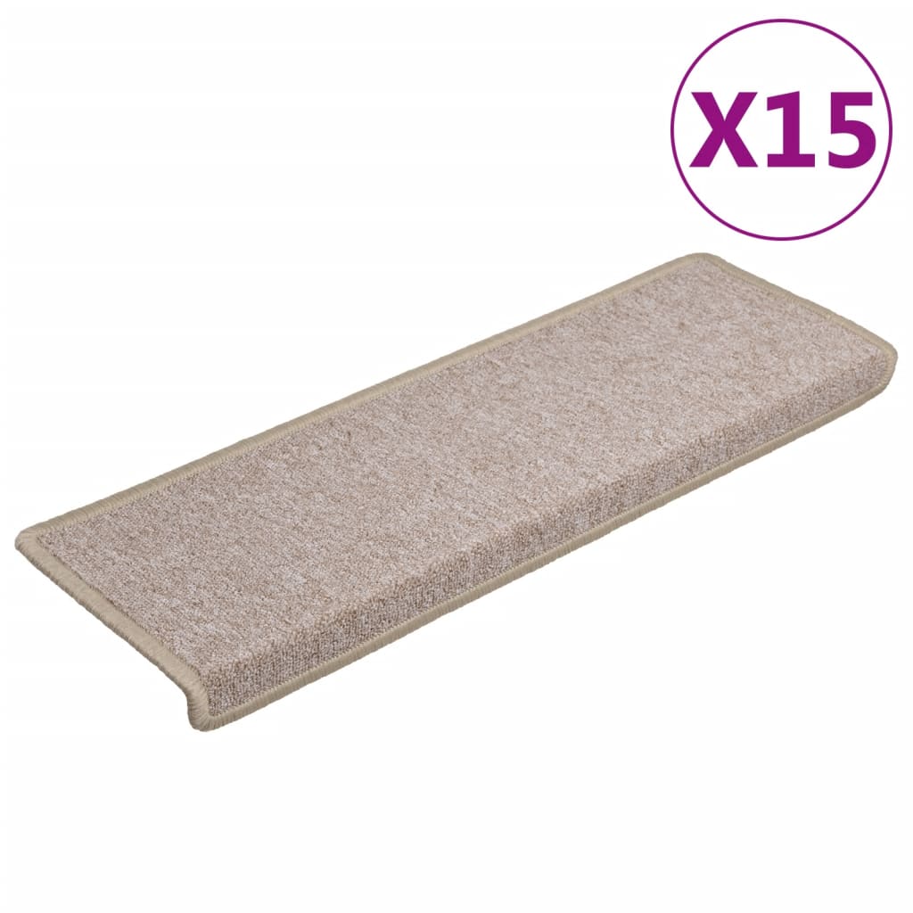 Mattes d'escalier Vidaxl 15 ST 65X21X4 CM Taupe Edge rectangulaire
