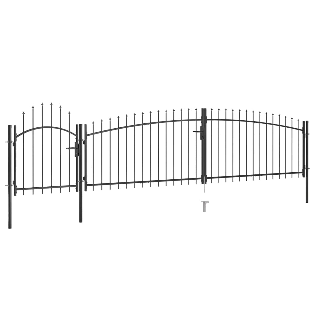 VidaXL Portail avec pointe de lance 5x1,5 m noir