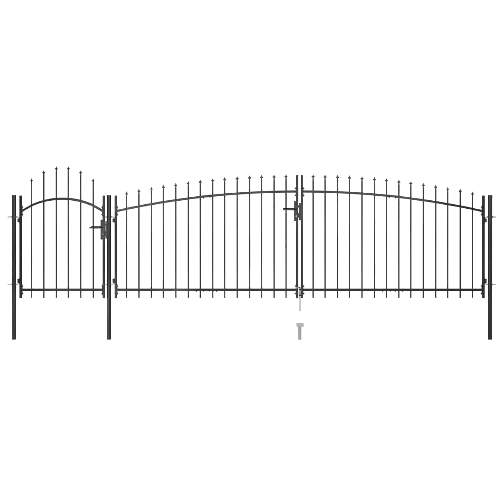 VidaXL Portail avec pointe de lance 5x1,75 m noir