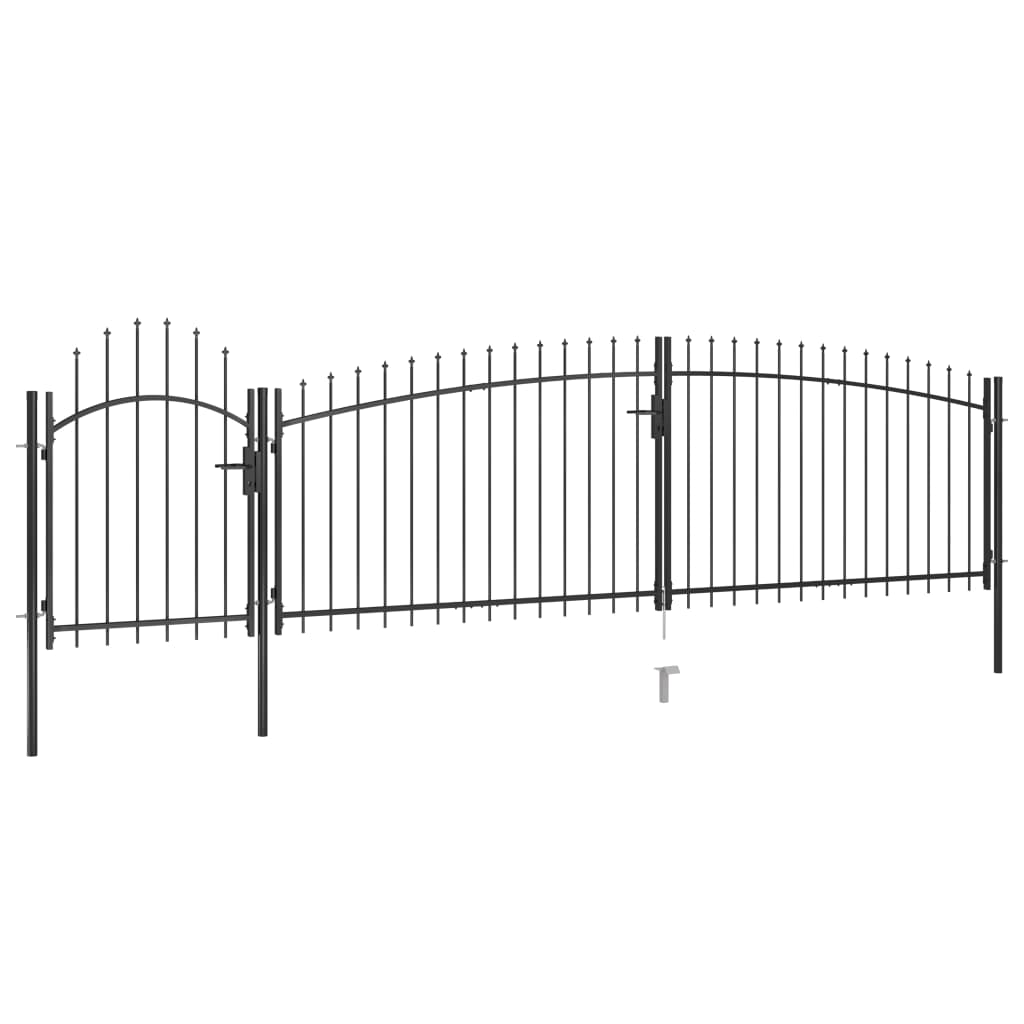 VidaXL Portail avec pointe de lance 5x1,75 m noir