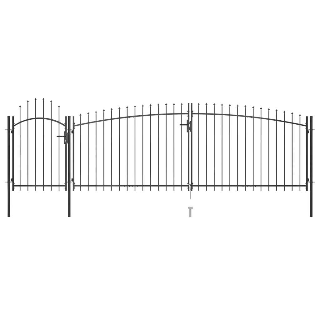 VidaXL Portail avec pointe de lance 5x2 m noir