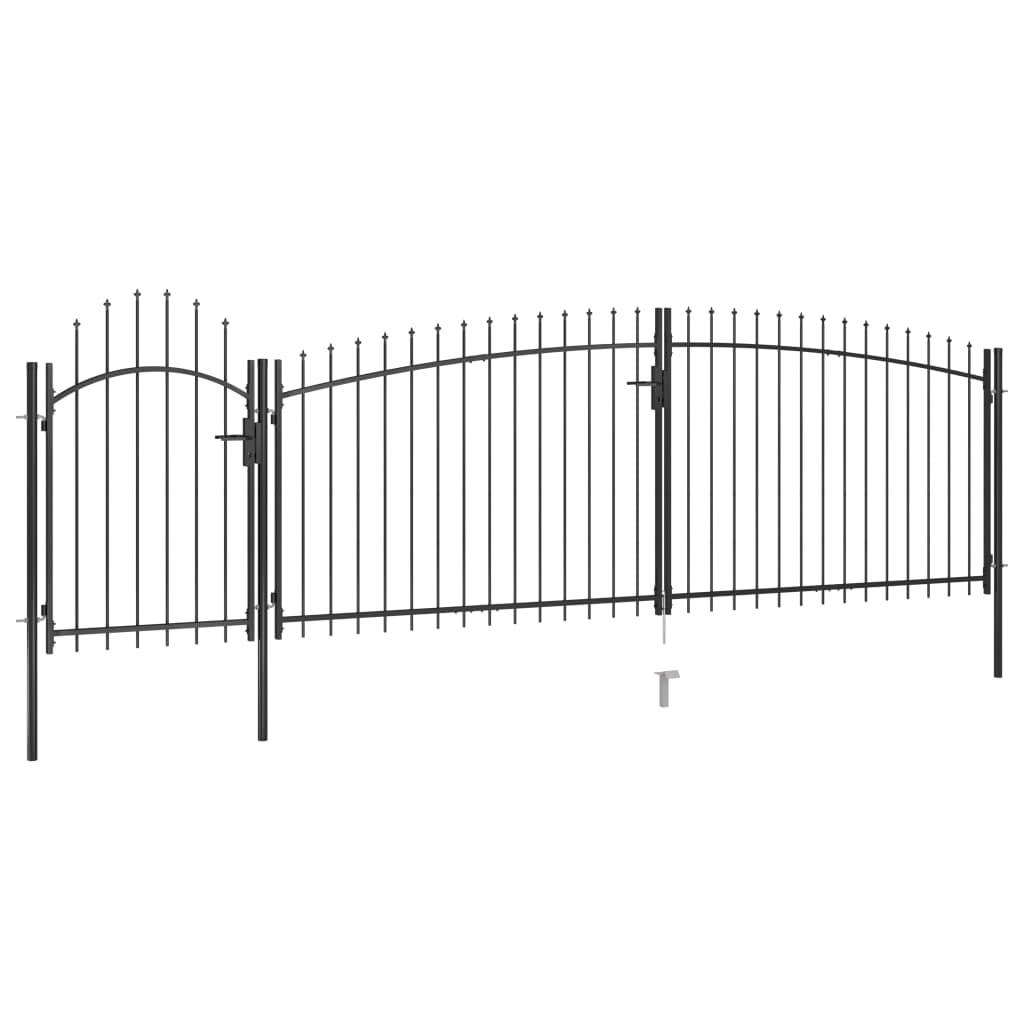 VidaXL Portail avec pointe de lance 5x2 m noir