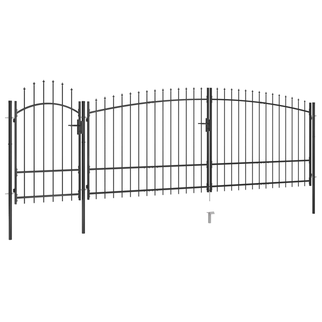 VidaXL Portail avec pointe de lance 5x2,25 m noir