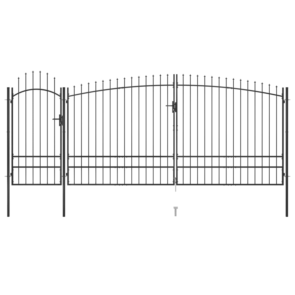 VidaXL Portail avec pointe de lance 5x2,45 m noir