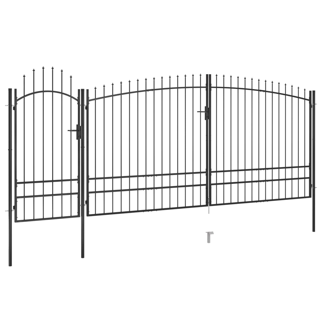 VidaXL Portail avec pointe de lance 5x2,45 m noir