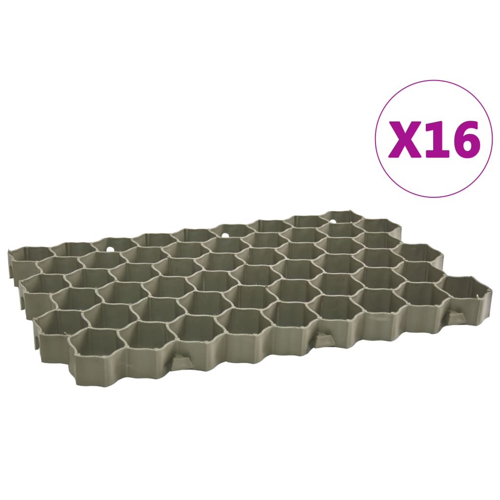 VidaXL Grilles d'herbe 16 pcs 60x40x3 cm plastique vert