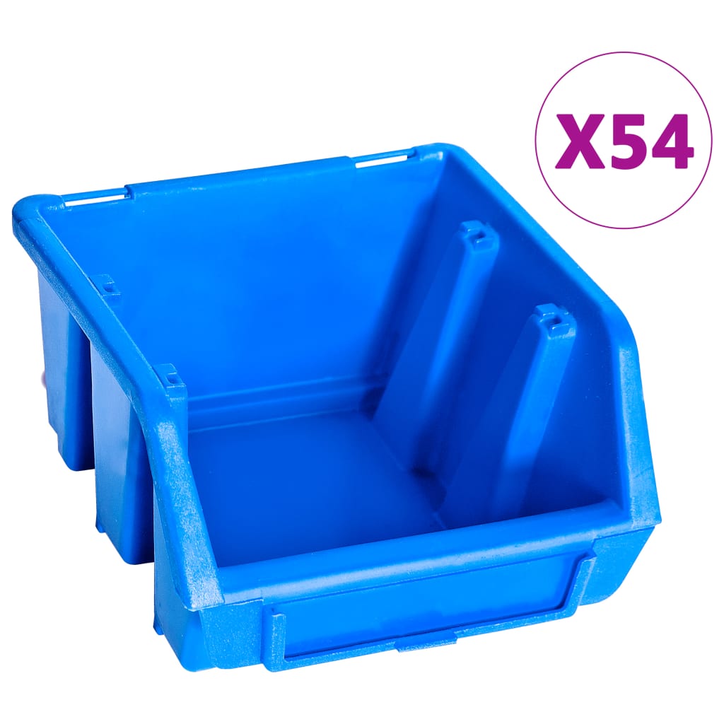 Vidaxxl ensemble de bacs de rangement 96 pièces avec panneaux muraux bleu