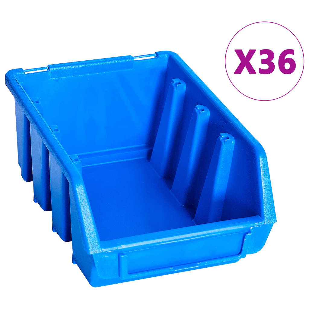 Vidaxxl ensemble de bacs de rangement 96 pièces avec panneaux muraux bleu