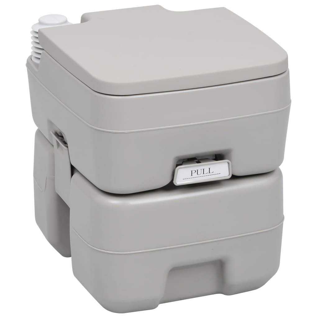 Vidaxl camps toilettes portables 20 + 10 l gris