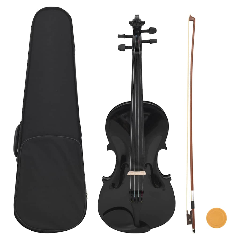 Vidaxl ensemble violon avec archet et mentonnière 4 4 noir