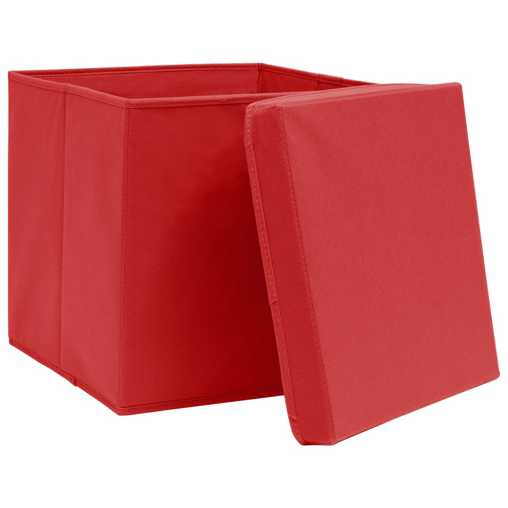Boîtes de stockage Vidaxl avec couvercle 4 PCS 32x32x32 cm Red