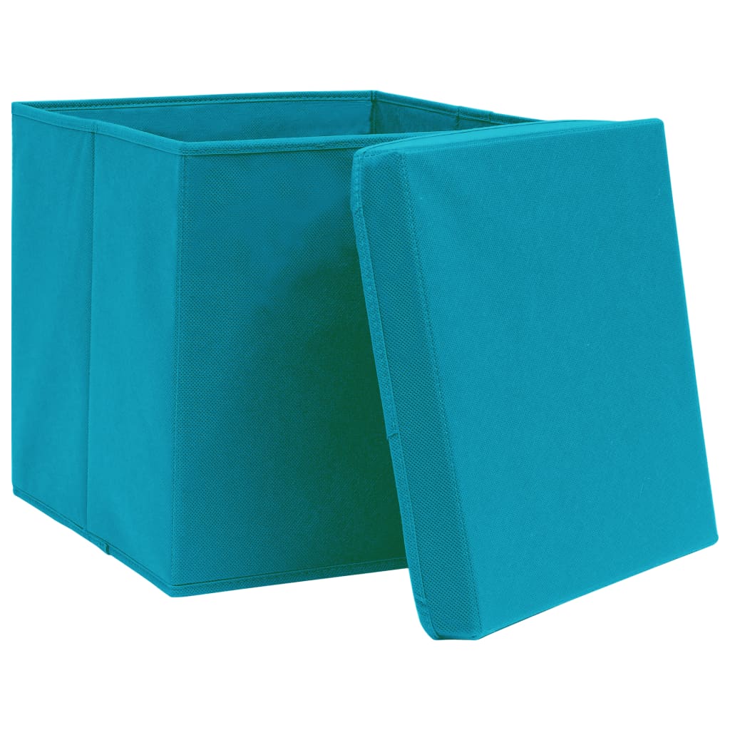Boîtes de rangement vidaxl avec couvercle 4 pcs 32x32x32 cm tissu bébé bleu