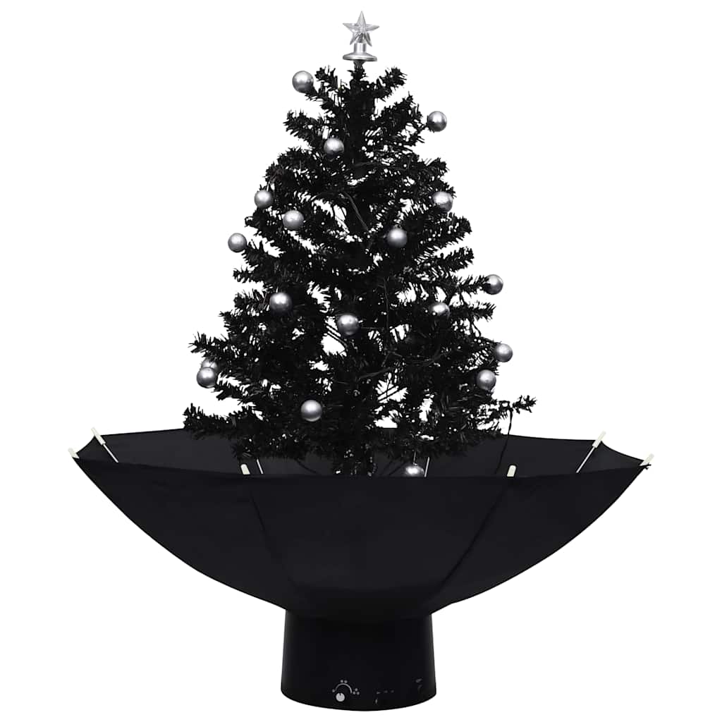 Vidaxx Sapin de Noël enneigé avec pied de parasol 75 cm PVC noir