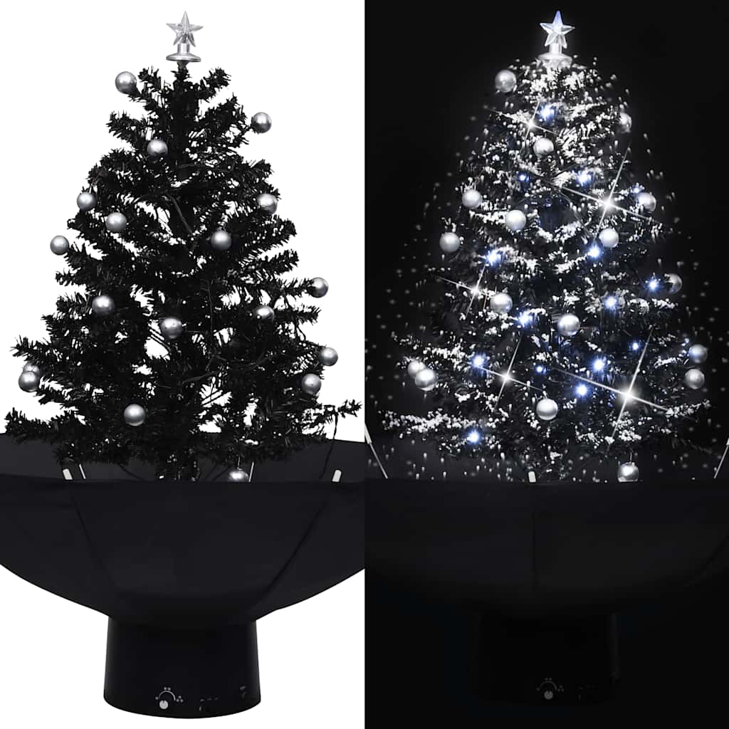 Vidaxx Sapin de Noël enneigé avec pied de parasol 75 cm PVC noir